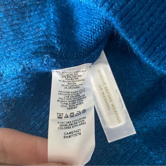 Ann Taylor Blue Shoulder Ruffle Sweater - Picture 3 of 5